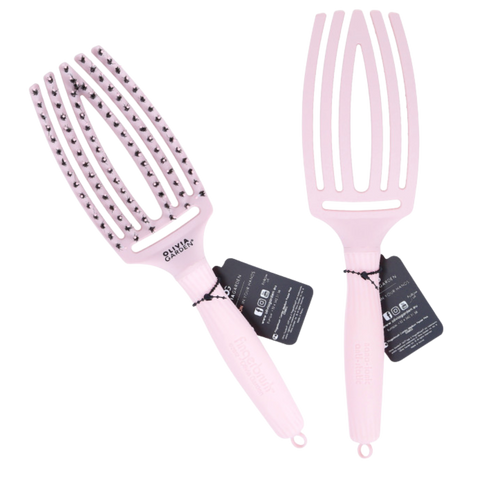 Olivia Garden - Szczotka Fingerbrush Medium - Pastel Pink dwie szczotki tył i przód