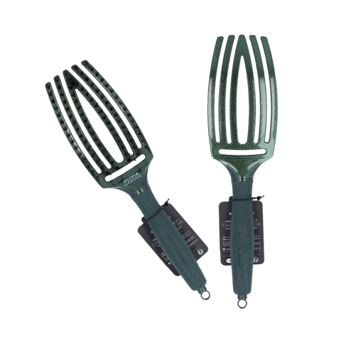 Olivia Garden - Szczotka Fingerbrush Medium - Green Emerald z przodu i z tyłu
