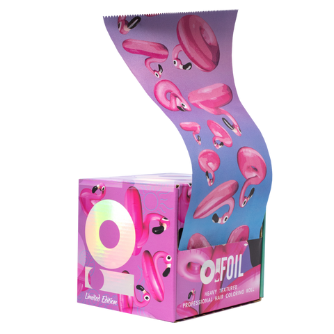 O! Tools Pink Flamingo - Ryflowana Folia Fryzjerska w Rolce 100 m rozwinięta