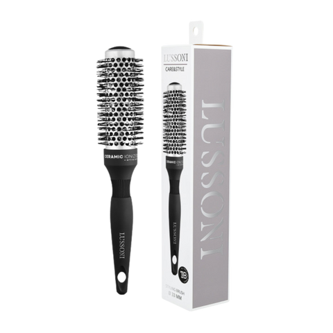 Lussoni Care&Style - Szczotka do włosów 33 mm a obok opakowanie