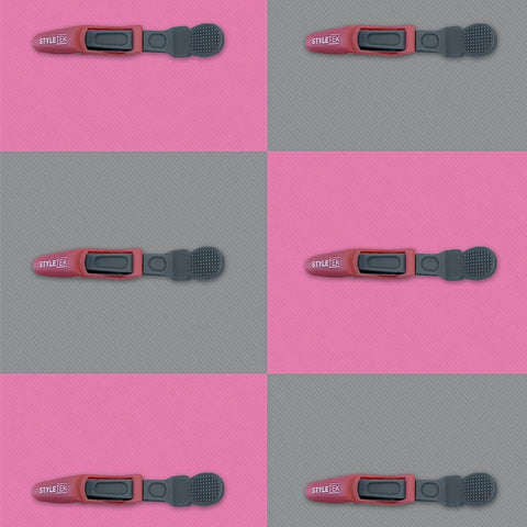 Styletek - Perfect Grip Alligator/Klipsy do Włosów ułożone na różowo-szarej szachownicy