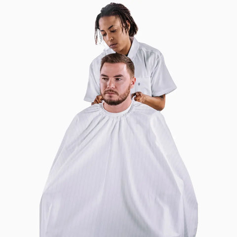Barber Strong - Klasyczna Peleryna biała w czarne prązki