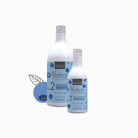 Belleco Blueberry Protein - Zestaw do Nanoplastii Szampon 500 ml + Proteiny 1000 ml